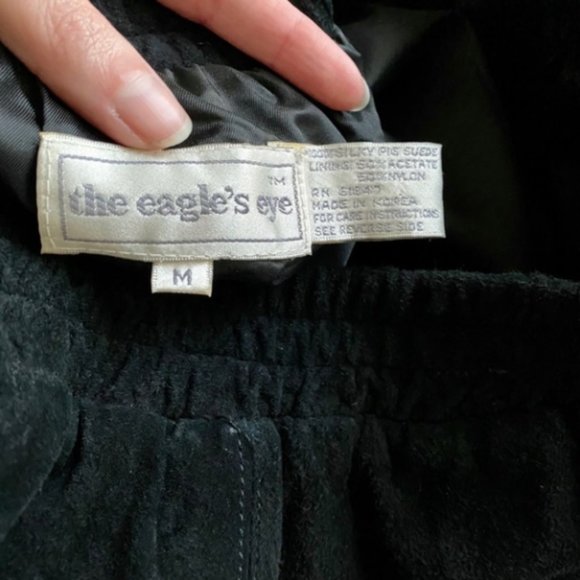 Vintage 70s 80s Suede Leather Midi Skirt Black - Picture 7 of 8